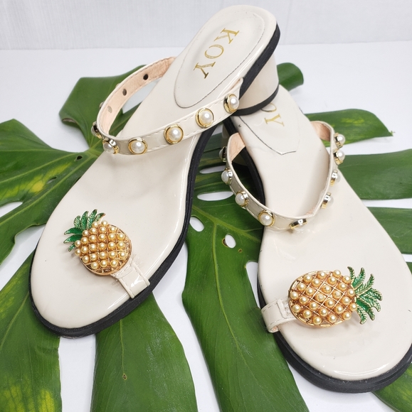 KOY Pineapple & Pearls Sandals Size 38/7.5 - Picture 4 of 8
